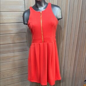 Jessica Simpson Orange Gold Zippered Mini Dress